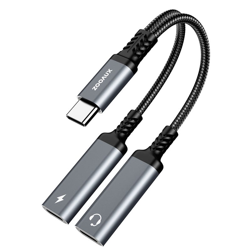 ZOOAUX USB C Splitter, Dual USB C Headphone and Charger Adapter,2-in-1 Type C Audio Dongle Cable with PD 60W Fast Charging Support Call Music for Pixel 4 3 XL,Galaxy S23 S22 S21 S20, Xperia - Image 1