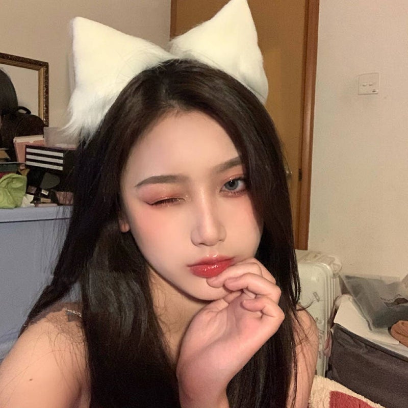 Loquat Cute Japanese Hairband Cat Ear Fox Ear Headwear Headband Beast Ear Hairpin Cat Hairpin Hair Accessories Anchor White