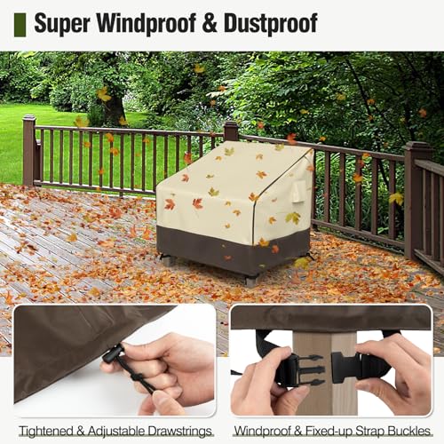 MR. COVER Patio Chair Covers Waterproof, Outdoor Furniture Covers for Rocking & Adirondack Chairs, Fits up to 32"W x 37"D x 36"H, Moisture-proof & UV-protection, Brown & Khaki, 2 Pack - Image 5