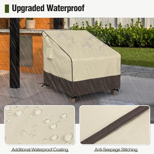 MR. COVER Patio Chair Covers Waterproof, Outdoor Furniture Covers for Rocking & Adirondack Chairs, Fits up to 32"W x 37"D x 36"H, Moisture-proof & UV-protection, Brown & Khaki, 2 Pack - Image 3