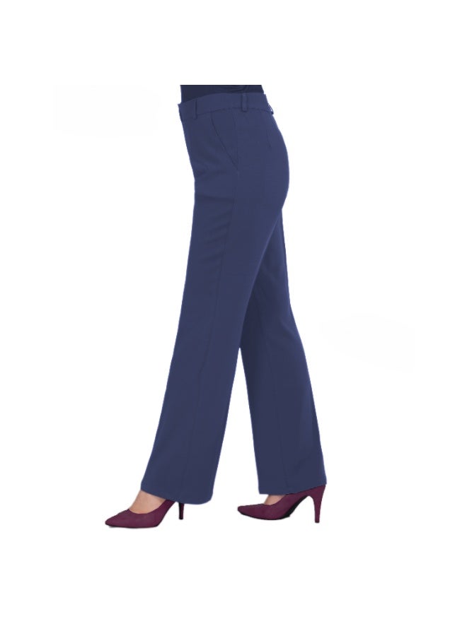 Smoky Egypt High Waist Straight Leg Pants with Side Pockets -Navy - Image 2