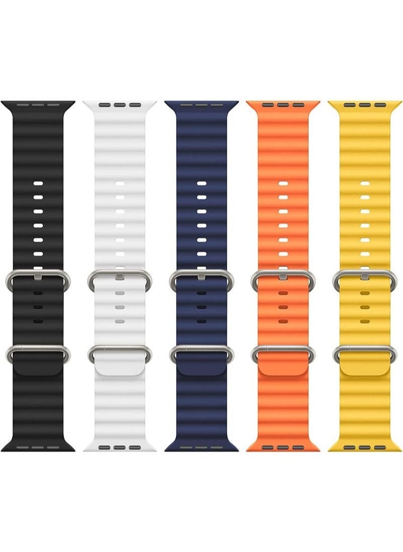 Aikanbo - 5 Pack Ocean Band Compatible with Apple Watch Ultra Band 49mm 45mm 44mm 42mm Men Women, Soft Silicone Sport Band Replacement Strap for Apple Watch Ultra iWatch Series 8 7 SE 6 5 4 3 2 1 - Image 1