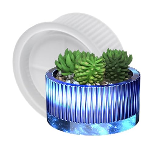 NINEXY Round Striped Concrete Flower Pot Silicone Mold Succulent Planter Vase Cement Clay Mold Plaster Epoxy Resin Storage Box Mould - Image 1