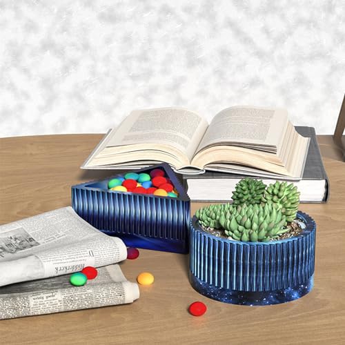 NINEXY Round Striped Concrete Flower Pot Silicone Mold Succulent Planter Vase Cement Clay Mold Plaster Epoxy Resin Storage Box Mould - Image 4
