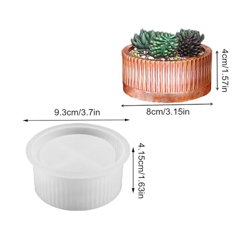 NINEXY Round Striped Concrete Flower Pot Silicone Mold Succulent Planter Vase Cement Clay Mold Plaster Epoxy Resin Storage Box Mould - Image 2