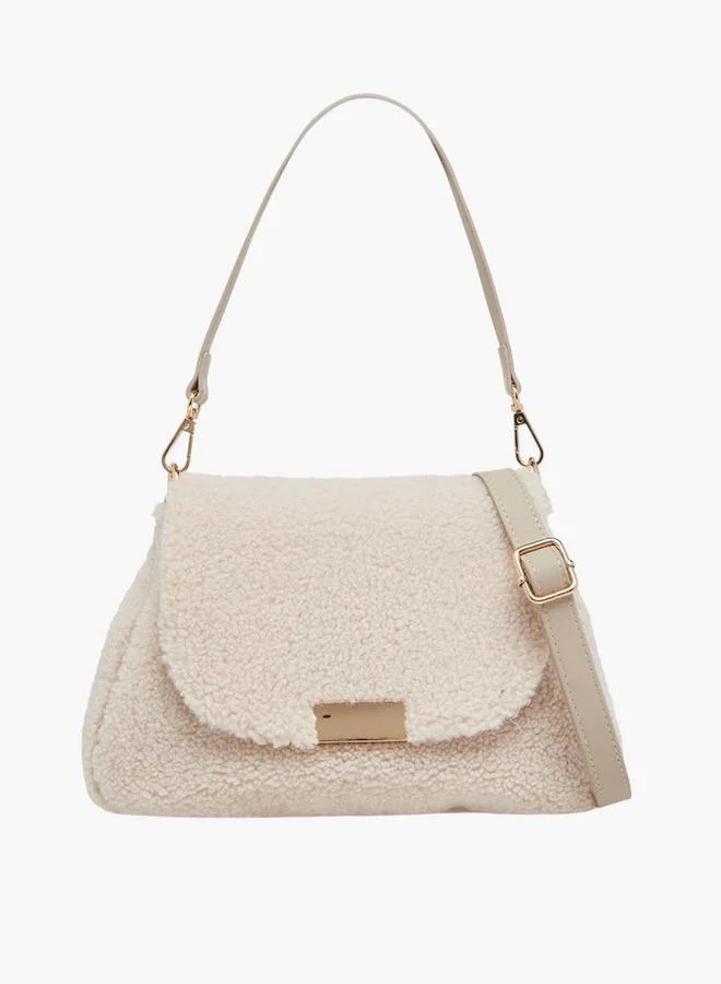 MISSY Textured Shoulder Bag with Detachable Strap