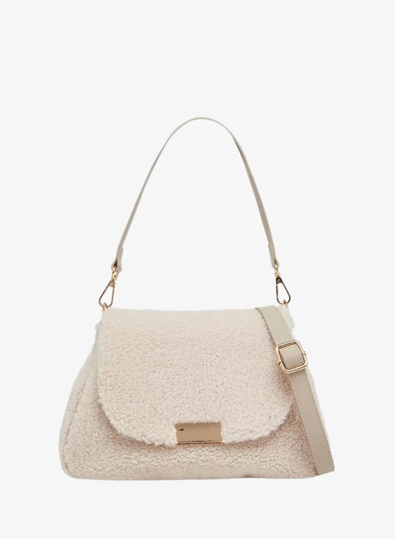 MISSY Textured Shoulder Bag with Detachable Strap