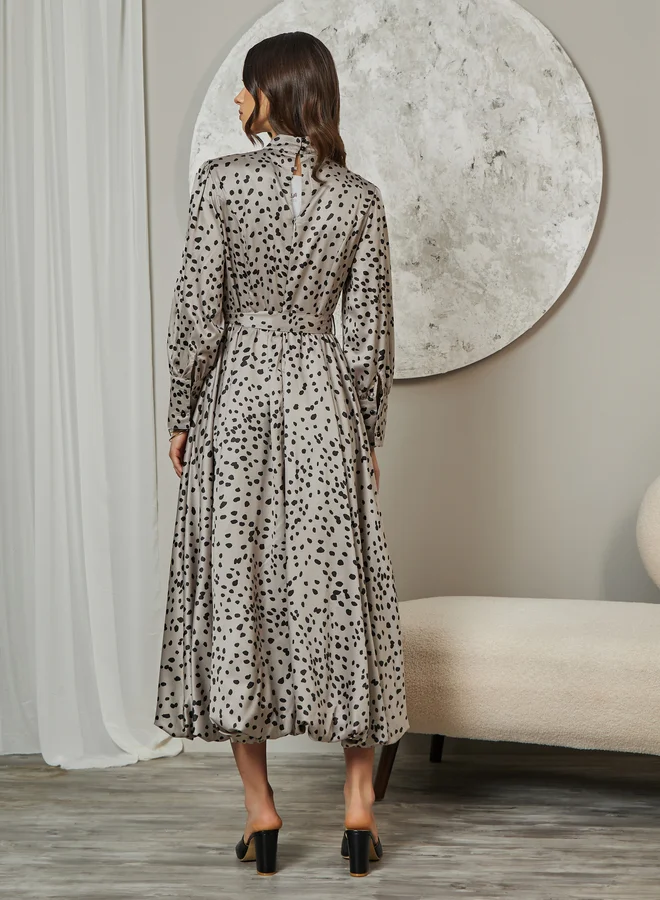 Styli Spotted Long Sleeve Dress