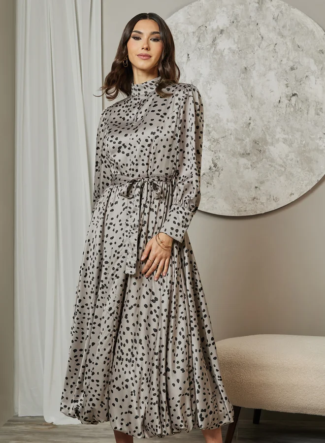 Styli Spotted Long Sleeve Dress