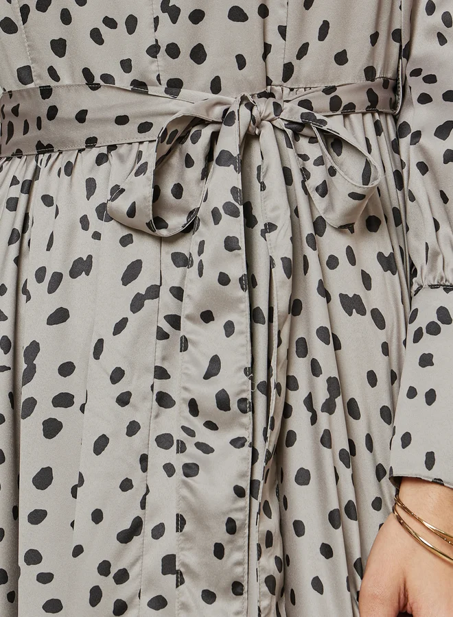 Styli Spotted Long Sleeve Dress