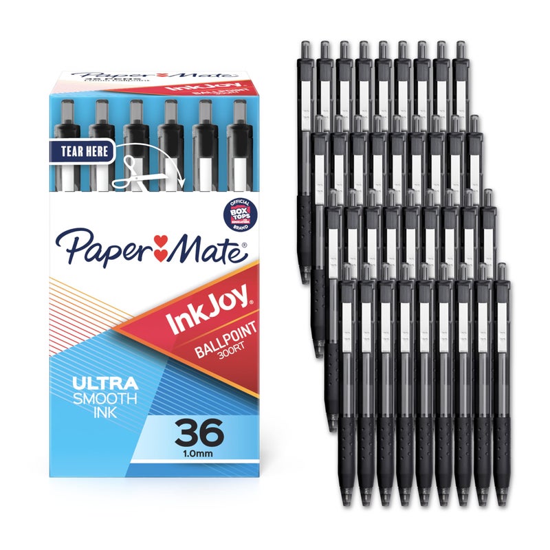 Paper Mate InkJoy 300RT Retractable Ballpoint Pens Medium Point (1.0mm) Black Pack of 36 Ideal for Office Supplies Journaling and Writing Accessories - Image 1
