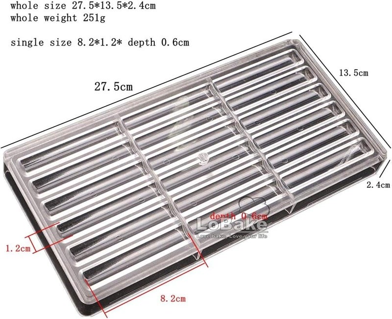 LoBake 18 cavities long sticks shape polycarbonate PC chocolate mold candy fondant ice cube mould baking moldes DIY bakeware supplies - Image 2