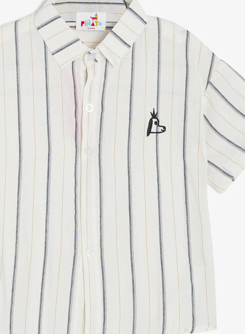 Pinata  Short Sleeve Cotton Stripe Shirt for Men | Best Price UAE