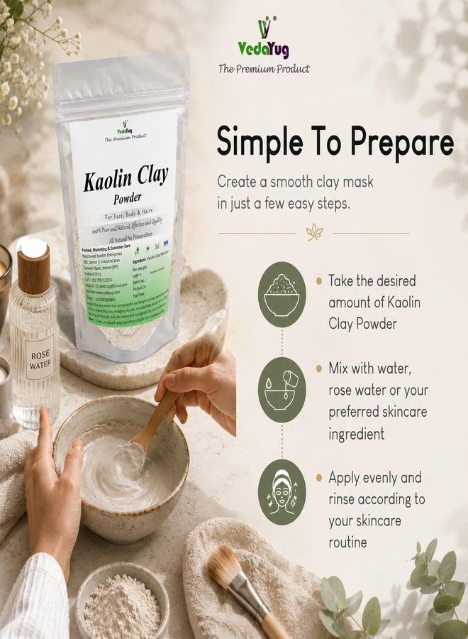 VY VedaYug VY VeaYug Kaolin Clay Powder | For Face, Body & Hairs, 100g - Image 3