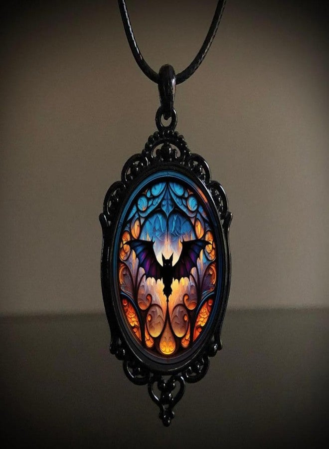 MIFYNN Gothic Bat Glass Pendant Necklace for Women Vintage Gothic Rope Chain Witch Bat Choker Dark Punk Style Necklace Victoria Emboss Necklaces Mystic Witch Jewelry Accessories (Bat) - Image 5