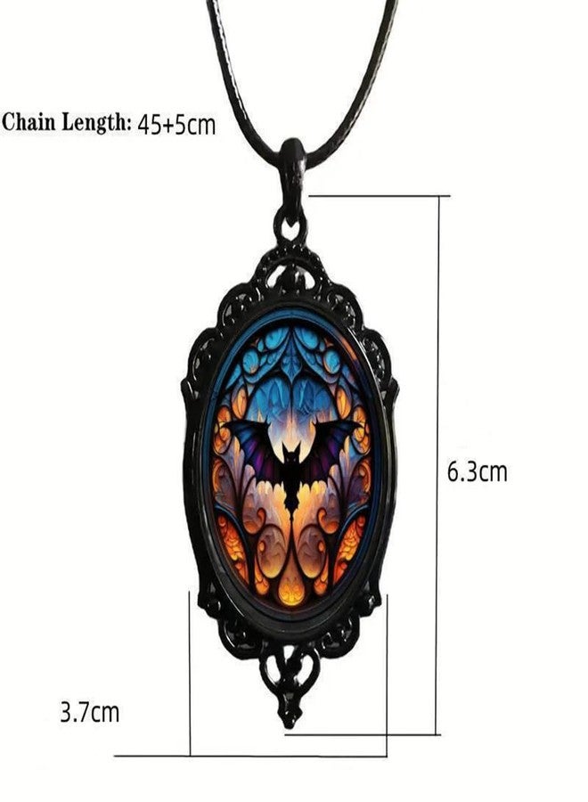 MIFYNN Gothic Bat Glass Pendant Necklace for Women Vintage Gothic Rope Chain Witch Bat Choker Dark Punk Style Necklace Victoria Emboss Necklaces Mystic Witch Jewelry Accessories (Bat) - Image 3