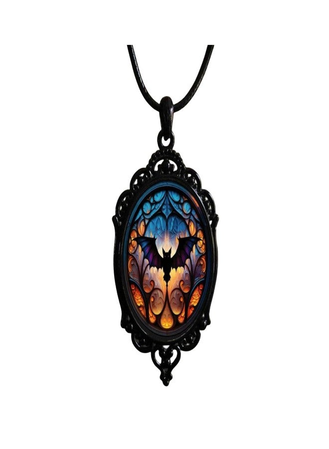 MIFYNN Gothic Bat Glass Pendant Necklace for Women Vintage Gothic Rope Chain Witch Bat Choker Dark Punk Style Necklace Victoria Emboss Necklaces Mystic Witch Jewelry Accessories (Bat) - Image 1