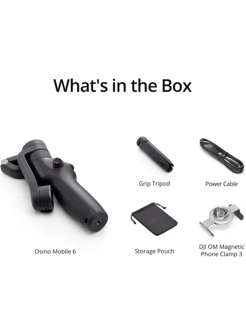 دي جي آي أوسمو موبايل 6 مثبت جيمبال للهواتف الذكية، مشبك هاتف مغناطيسي OM، جيمبال هاتف بثلاث محاور، قضيب تمديد مدمج، جيمبال للأندرويد والآيفون، مثبت تصوير المدونات لفيديوهات يوتيوب وتيك توك، نسخة الإمارات مع دعم ضمان رسمي. - Image 4