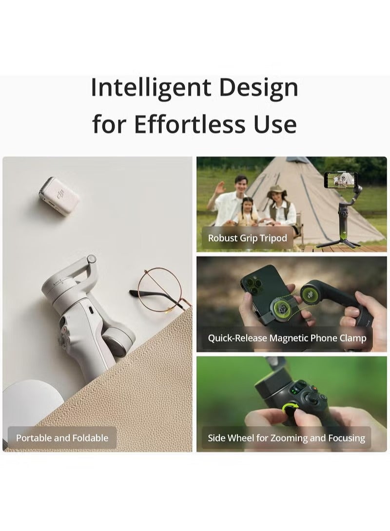 دي جي آي أوسمو موبايل 6 مثبت جيمبال للهواتف الذكية، مشبك هاتف مغناطيسي OM، جيمبال هاتف بثلاث محاور، قضيب تمديد مدمج، جيمبال للأندرويد والآيفون، مثبت تصوير المدونات لفيديوهات يوتيوب وتيك توك، نسخة الإمارات مع دعم ضمان رسمي. - Image 5