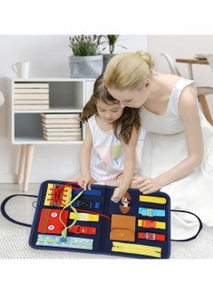 NIBEMINENT Toddler Busy Board, Montessori Toy Gifts for Fine Motor Skills & Learn to Dress, Sensory Aeroplane or Car Travel  - Image 2