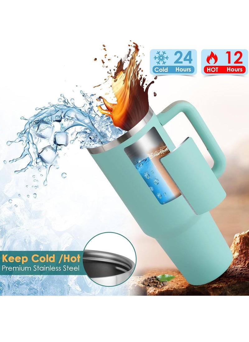 Tumbler 1200ml With Handle and Straw Lid Insulated 40 oz Reusable Stainless Steel Vacuum Insulated Water Bottles Travel Mug Iced Coffee Cup for Hot and Cold Beverages - Image 3