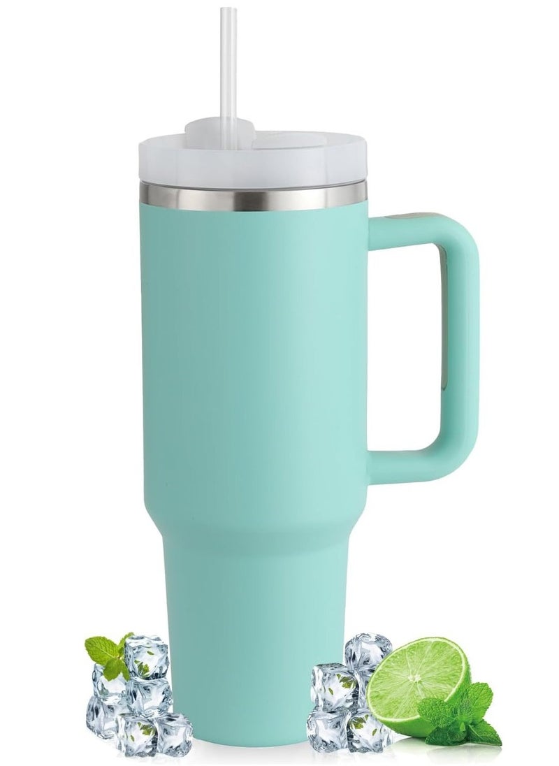 Tumbler 1200ml With Handle and Straw Lid Insulated 40 oz Reusable Stainless Steel Vacuum Insulated Water Bottles Travel Mug Iced Coffee Cup for Hot and Cold Beverages - Image 1
