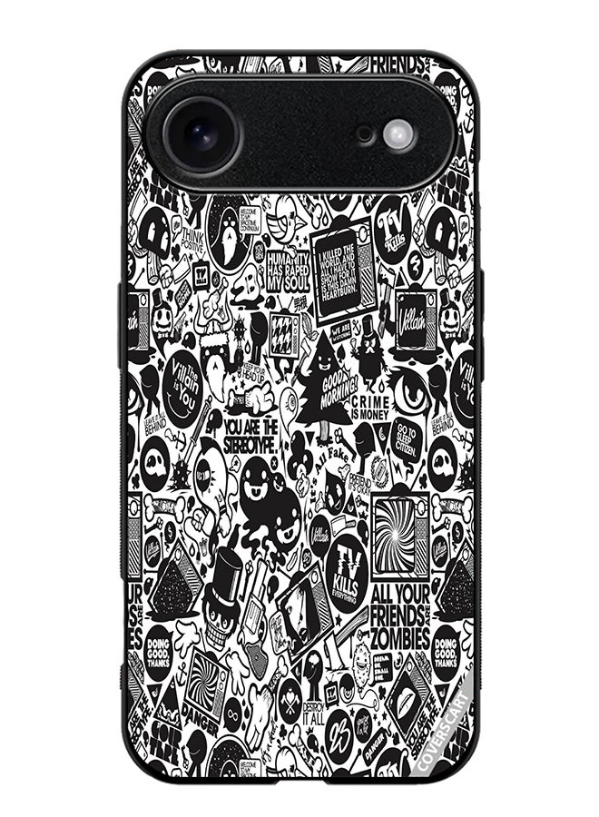 Protective Case Cover For Apple iPhone 17 Air B And W Toons Design Multicolour