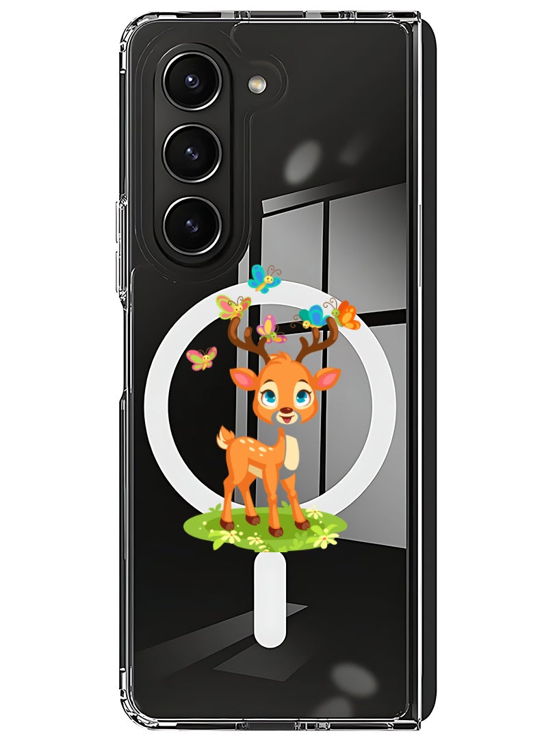 Theodor Magnetic Case for Samsung Galaxy Z Fold 5 Compatible with MagSafe Wireless Charging, Shockproof Phone Bumper Cover deer - Image 1
