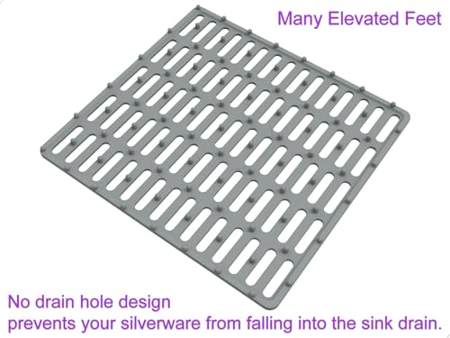 VELOVYO Sink Protector Mat, Kitchen Sink Protector, Silicone Mat, Dishwasher Safe, No Odor, Elevated Feet, 12.2” x 11.34” - Image 5
