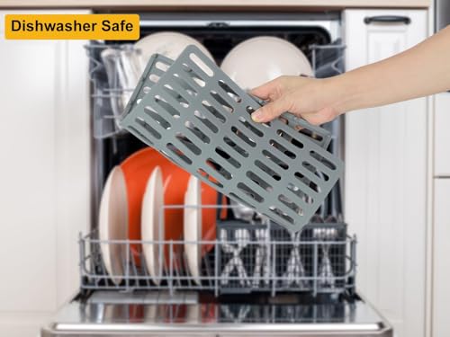 VELOVYO Sink Protector Mat, Kitchen Sink Protector, Silicone Mat, Dishwasher Safe, No Odor, Elevated Feet, 12.2” x 11.34” - Image 4