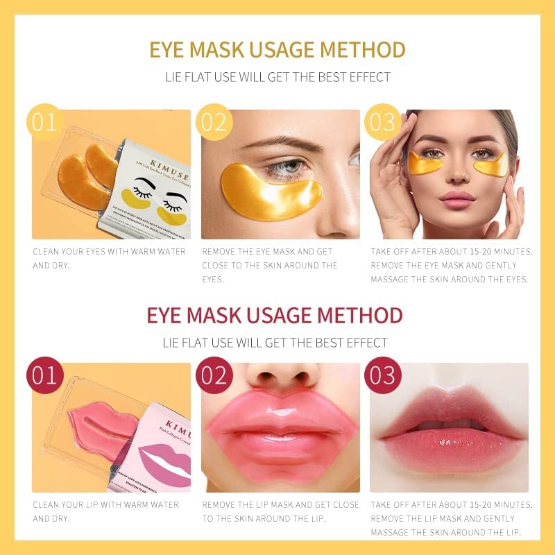 ZSIGNS 20 pcs hydrating lip mask 5 under eye patches dark circles wrinkles sleep reduces lines moisture nourishes 24k gold Moisture Lip Effectively Nourishes the Lip Skin Gel Treatment Lip mask - Image 3