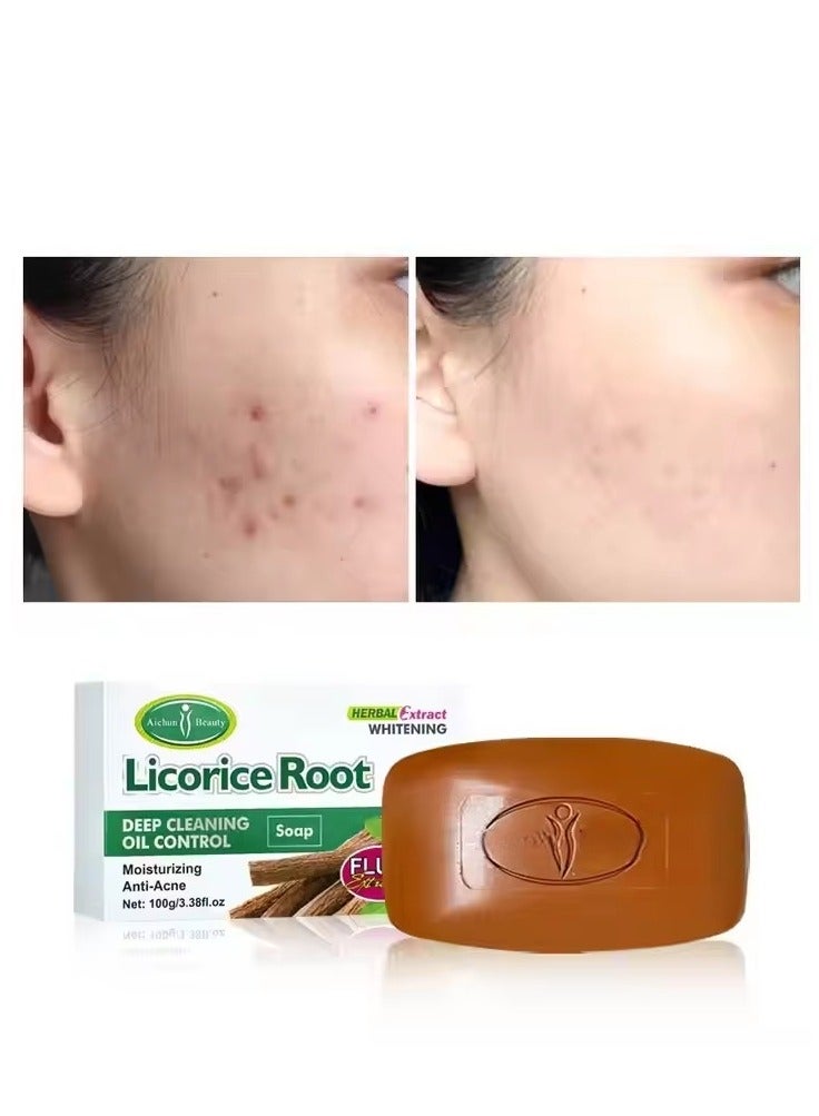 Licorice Root Herbal Soap – Brightening & Moisturizing Bar for All Skin Types, 2 Pack (100g Each) – Enriched with Natural Extracts for Glowing Skin  - Image 2