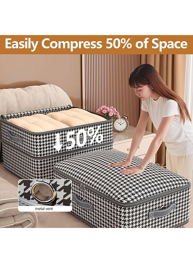 Arabest 4 Pcs Self Compression Storage Bags, Large Capacity Ultra Space Saving Clothes Storage Bags for Sweater, Sheet, Bed, Blanket Storage Organizer with Window Handle, Comforter Bags with Zipper ﻿  - Image 4