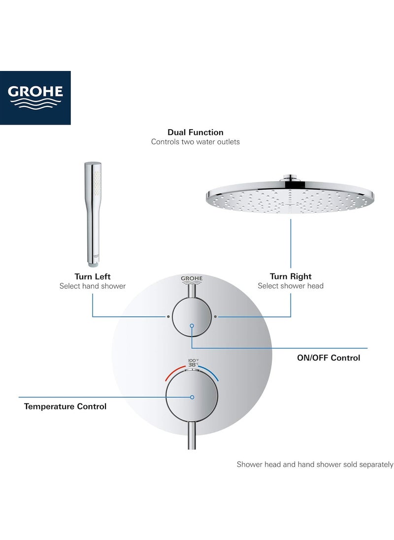 Grohe GROHE 24151003 Atrio Dual Function 2Handle Thermostatic Trim Starlight Chrome  - Image 5