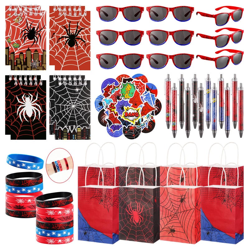 Vanblue 110Pcs Spider Party Favors Birthday Decorations Hero Theme Party SuppliesSpider Web GlassesGift BagsClassroom Rewards Goodie Bag StuffersPiata Fillers for Boys Movie Fans - Image 3