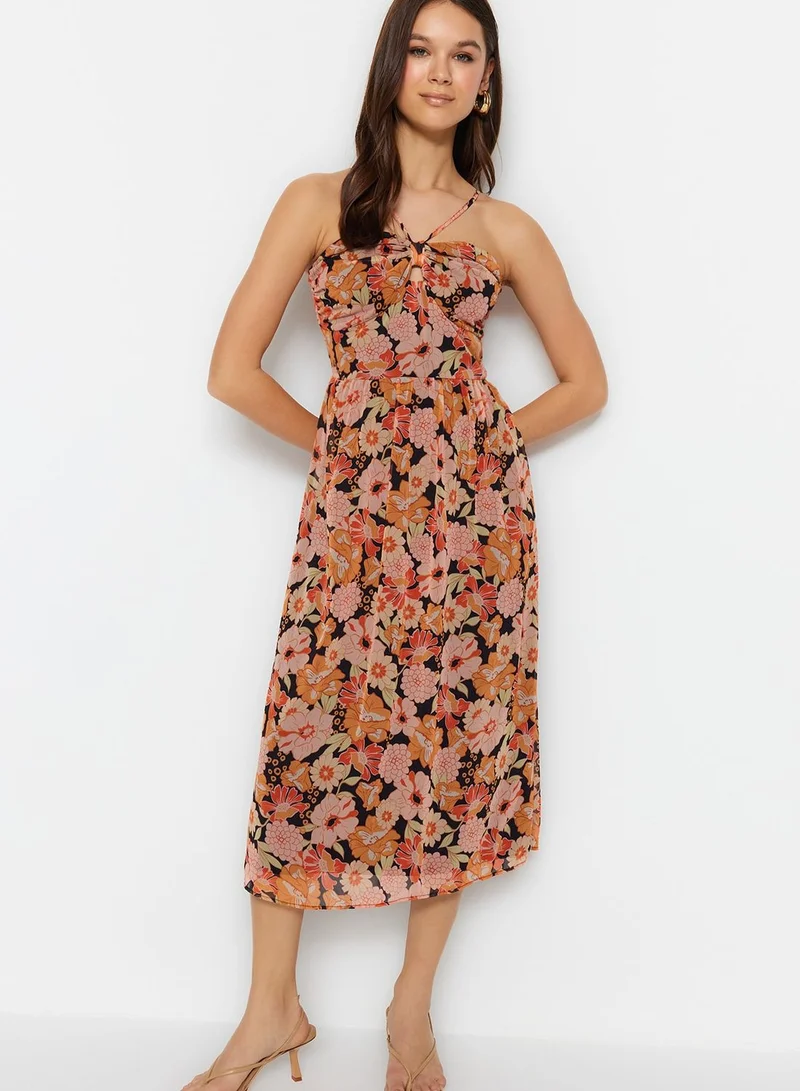 trendyol Floral Halter Midi Dress