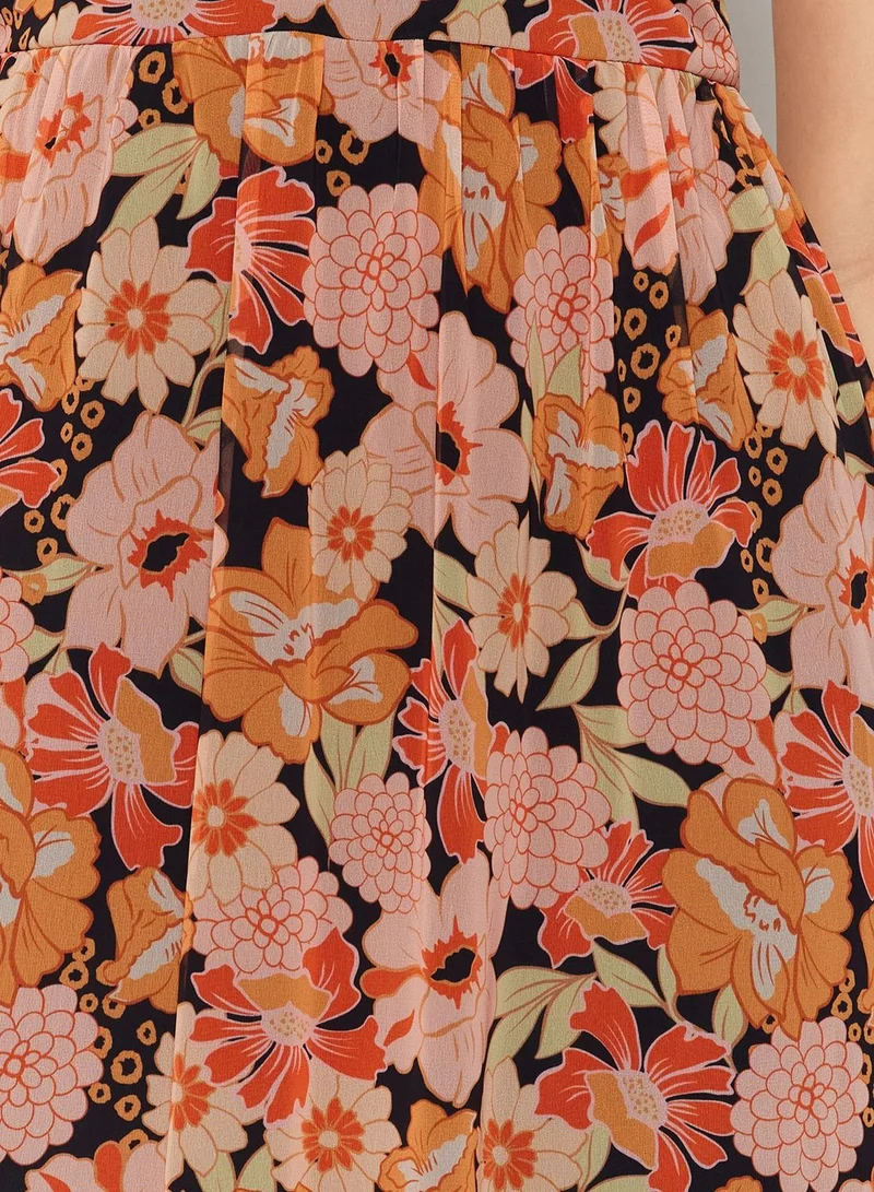 trendyol Floral Halter Midi Dress