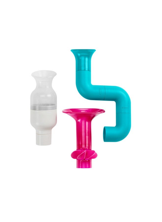 BOON Tubes Building Toddler Bath Tub Toy For Kids Aged 12 Months And Up Blue (Pack Of 3) - Image 3
