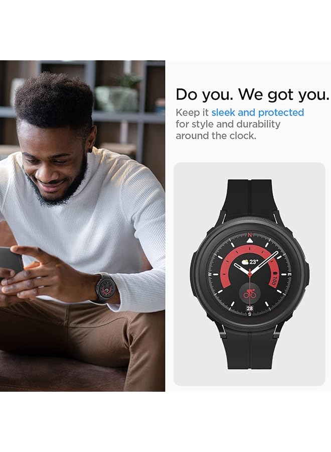 Spigen Liquid Air Armor Designed For Samsung Galaxy Watch5 Pro Case 45Mm 2022 Matte Black - Image 3