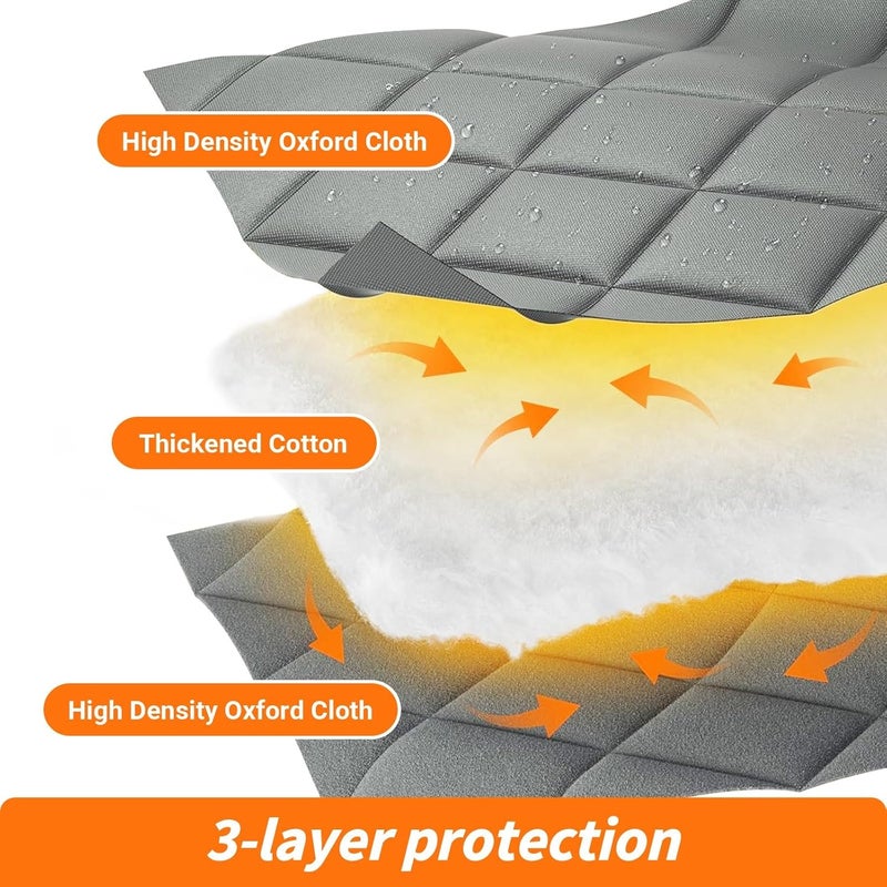 Thermal Insulated Window Cover, Winterize Window Blanket Reusable Oxford Cloth Cotton Layer Windows Insulation Kit with Hook & Loop for RV Living Room Bedroom(Gray,W33inxH59in) - Image 3