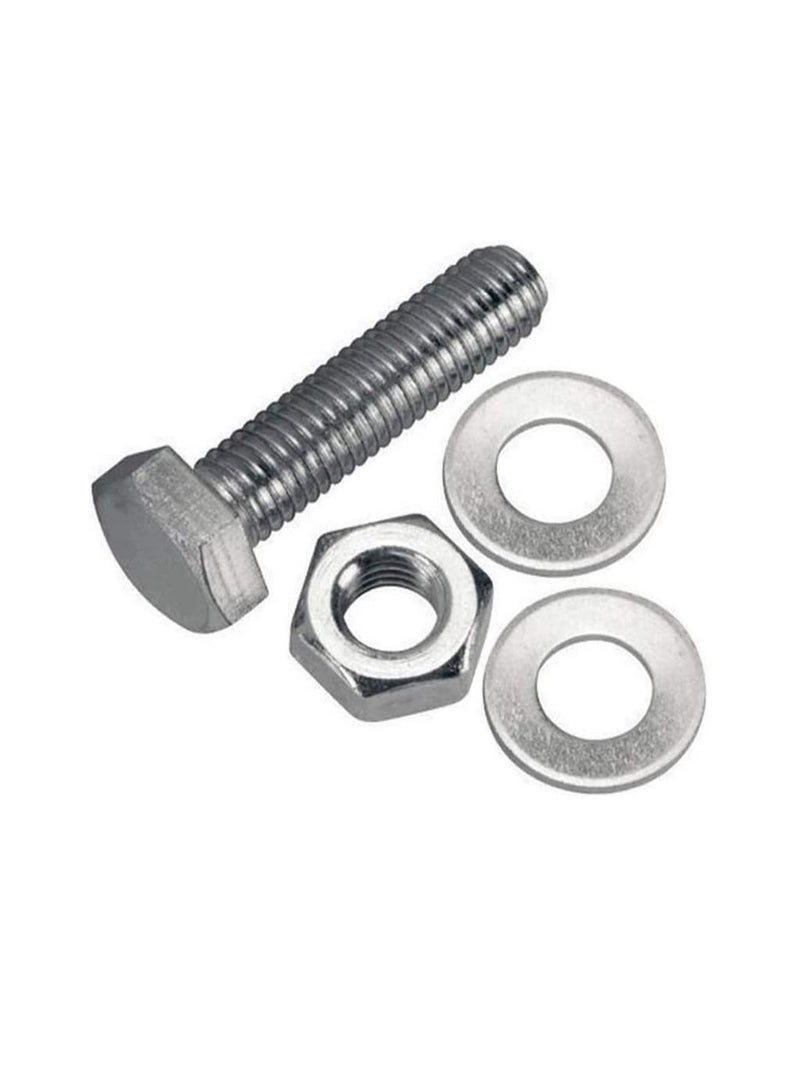 12 pcs Hex Head Screw Bolts Nuts & Washers Fully Thread GI Plain Finish Bolt Set 10, 30MM - Image 2