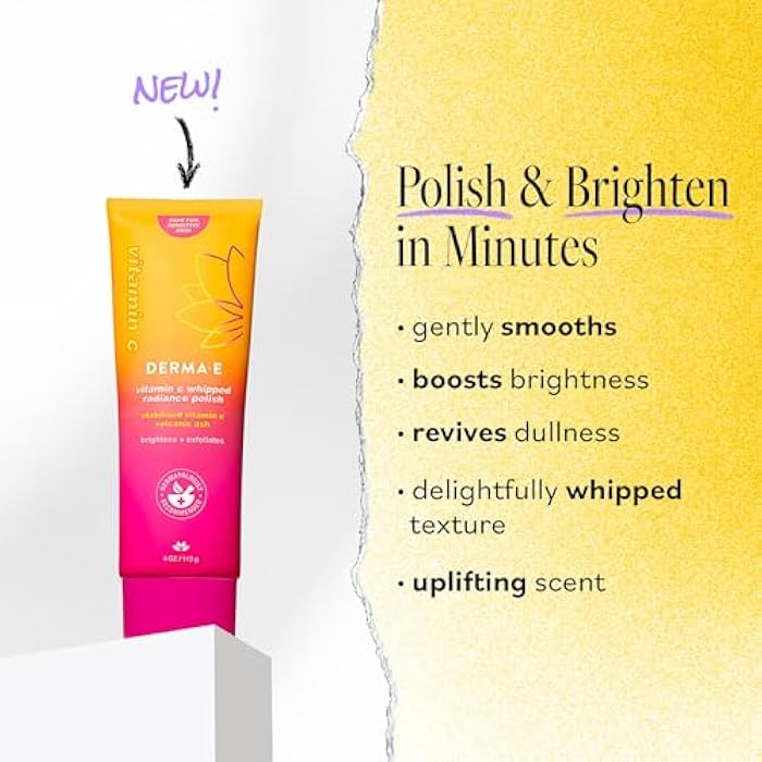 derma-e DERMA E Face Exfoliator, Vitamin C Whipped Radiance Polish, 4 Oz, Stabilized Vitamin C & Dual-Action Exfoliation to Help Brighten, Exfoliate & Protect Skin Barrier, Gentle Skin Care - Image 2