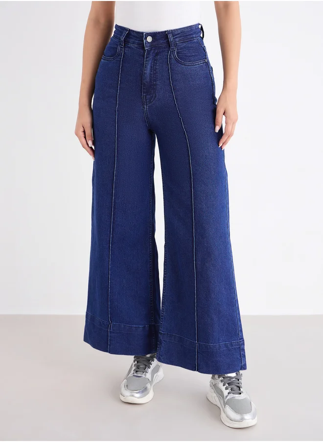 ستايلي Styli Wide Leg Jeans with Pintuck Detail