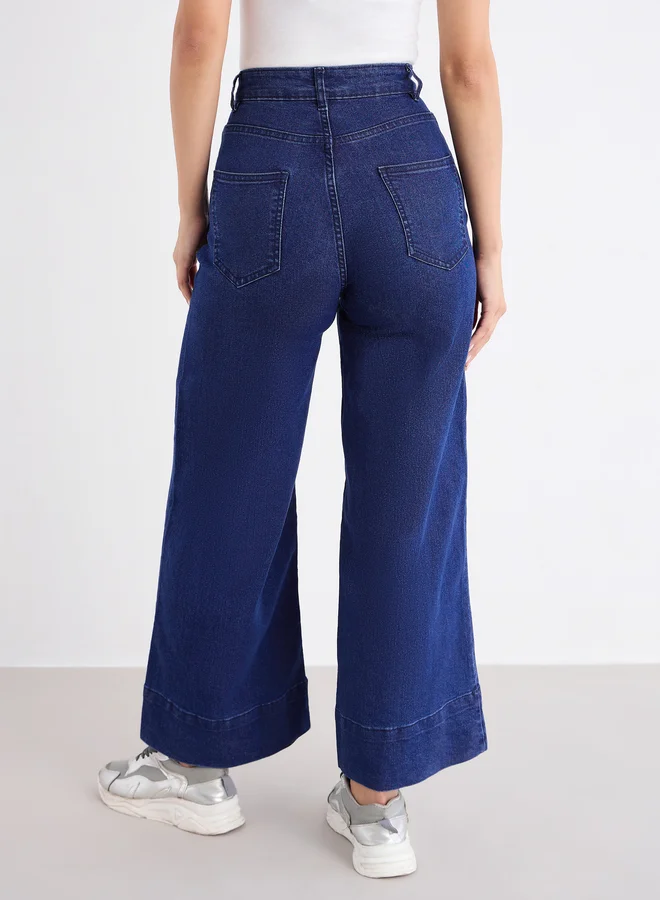 Styli Styli Wide Leg Jeans with Pintuck Detail
