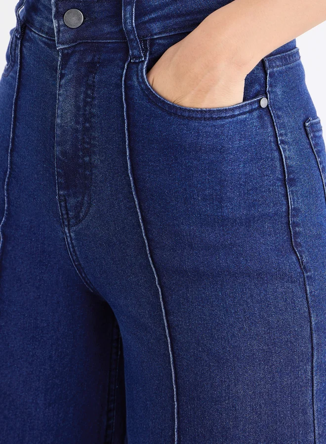 Styli Styli Wide Leg Jeans with Pintuck Detail