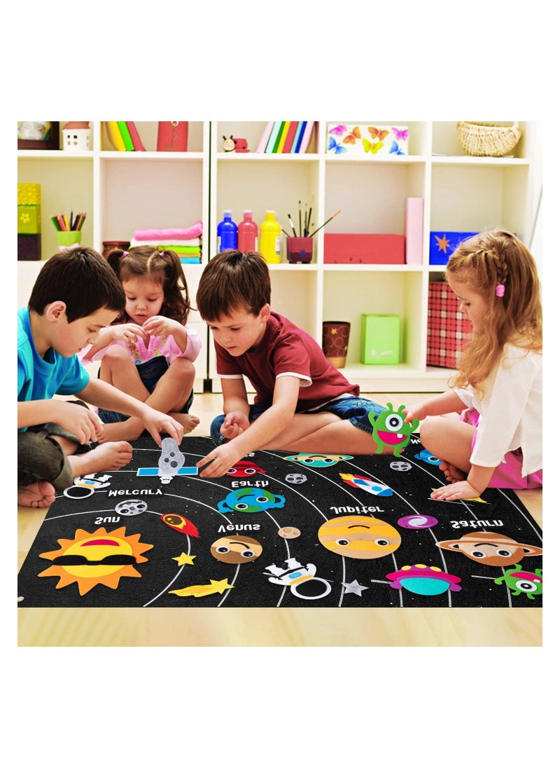30Pcs Outer Space Felt Story Board Set Solar System Universe Storytelling Flannel Interactive Play Reusable Wall Hanging Gift for Boys Girls Without Letters - Image 4