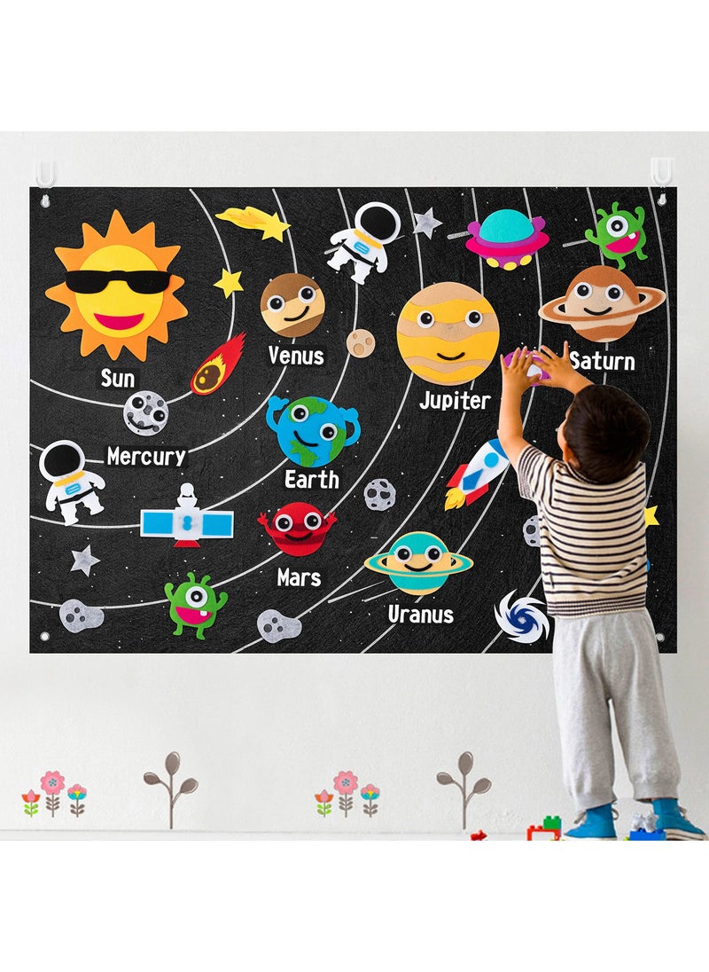 30Pcs Outer Space Felt Story Board Set Solar System Universe Storytelling Flannel Interactive Play Reusable Wall Hanging Gift for Boys Girls Without Letters - Image 1