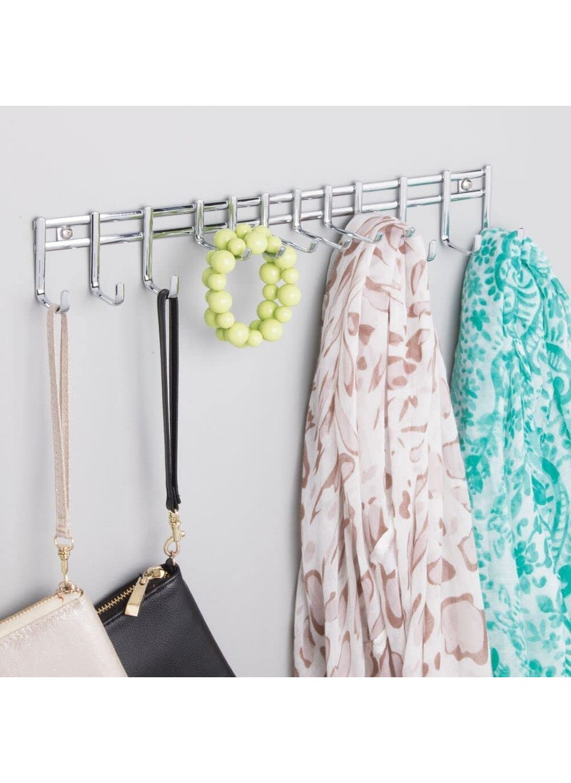 Generic Indian Decor 31117 Closet Wall Mount Metal Accessory Organizer and Storage Center Modern Slim Holder for Womens and Mens Ties Belts Scarves Sunglasses 12 Hooks 1 Pack Chrome  - Image 1