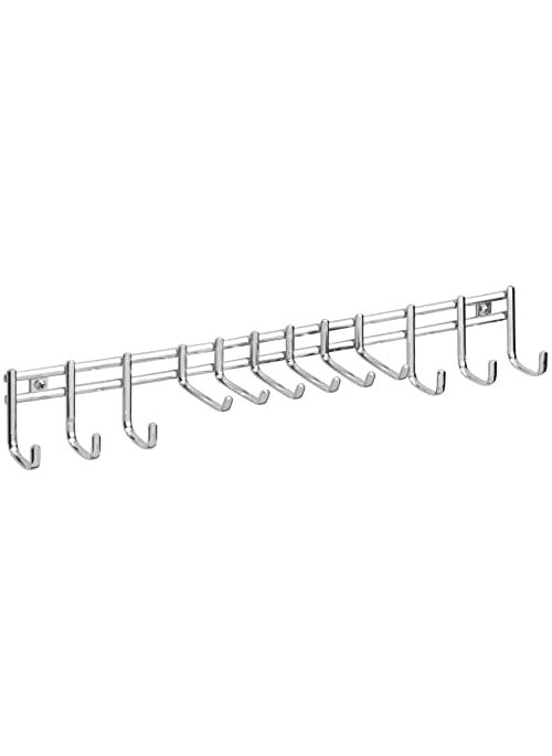 Generic Indian Decor 31117 Closet Wall Mount Metal Accessory Organizer and Storage Center Modern Slim Holder for Womens and Mens Ties Belts Scarves Sunglasses 12 Hooks 1 Pack Chrome  - Image 5
