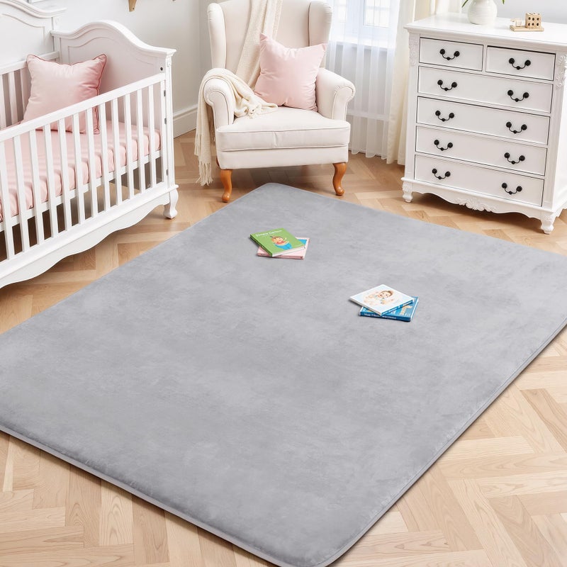 SEPARO Large Thick Baby Play Mat for Floor,Padded Foam 59x79 Playpen Mat,Soft Support&Plush Feel Nursery Kids Rug,Non Slip for Toddler,Infants,Kids Playroom,Yoga,Baby Crawling,Tummy Time (Light Grey) - Image 1